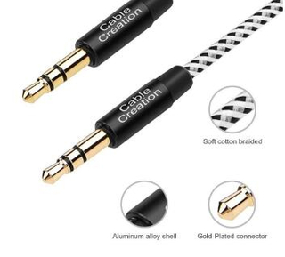 3 Feet 3.5mm 3 Pole Male To Male Car Cigarette Lighter Audio Aux Cable