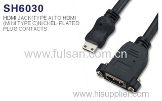 HDMI A female to Mini HDMI C male cable adapter 1080P