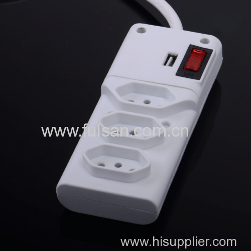 Inmetro Approved 6 Gangs Brazil Power Strip with USB Charger