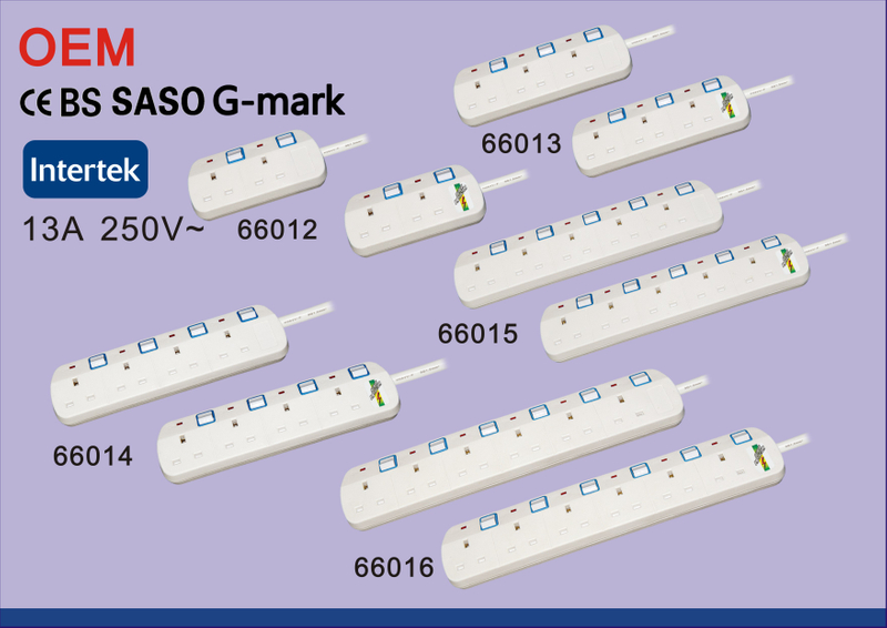 BS Approval 4 Way UK Power Strip with Surge Protection