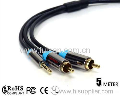 3.5mm to 2rca cable male to male for computer/VCD/DVD/HDTV/MP3