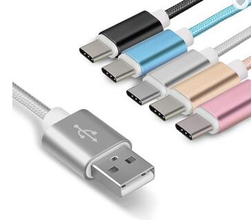  1M 3FT Nylon Braided Cord 2A Metal Charger Data Sync Charging Usb Type C Cable 3.0