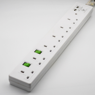 Universal Outlet Power Socket Surge Protector 6 Way Power Strip
