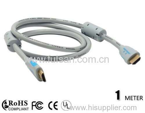 High Quality 1m HDMI Cable with 2 Ferrites 19M/M 1080P