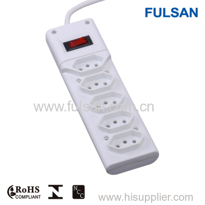 5 Outlets RJ45 Brazil Power Strip with Inmetro approval
