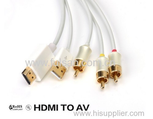 24K Gold Plated HDMI to AV Converter Cable