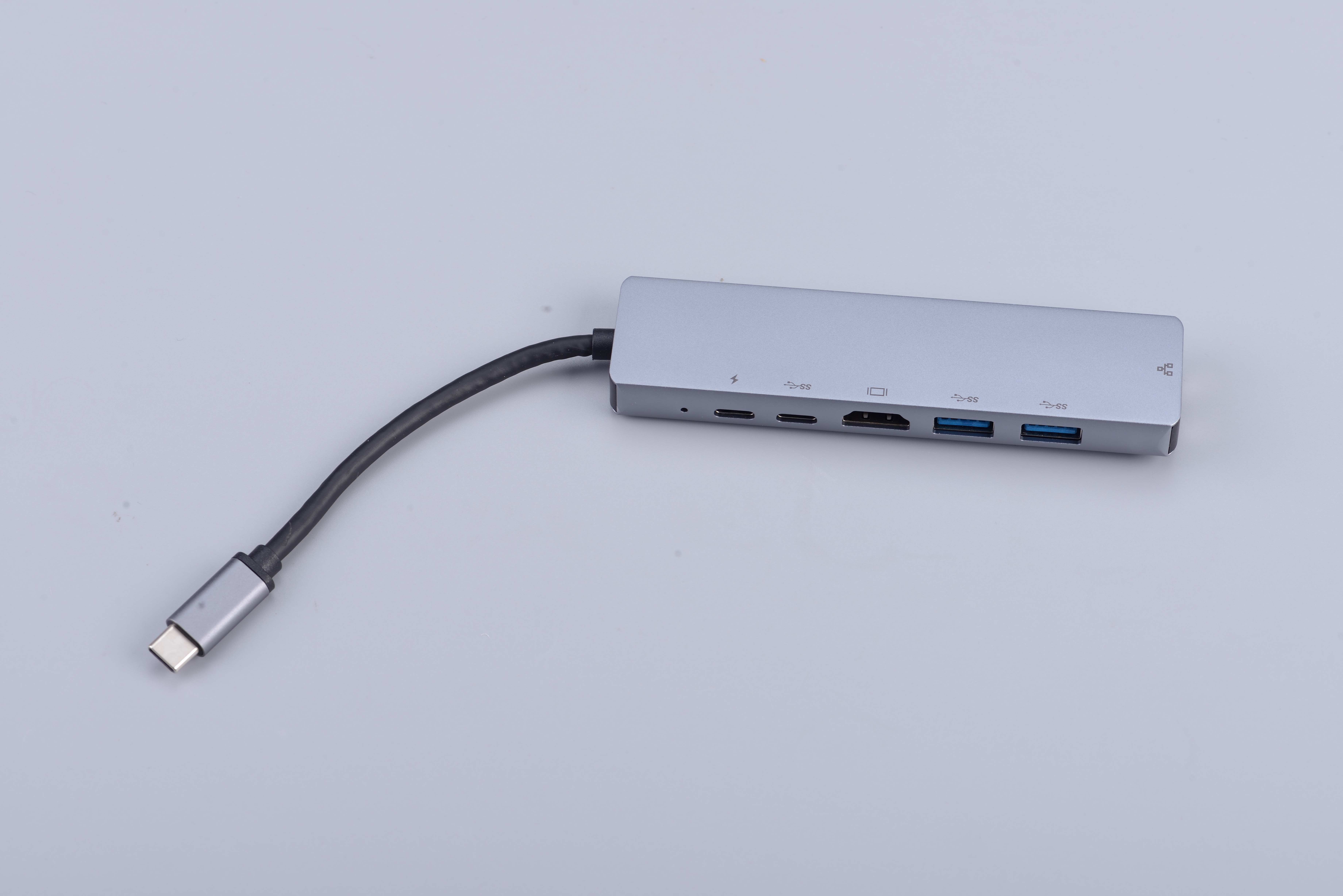 USB C Hub 6 in 1 with 4K@30Hz USB3.0 Power Supply PD Card Reader SD TF USB Type C Adapter Hub 