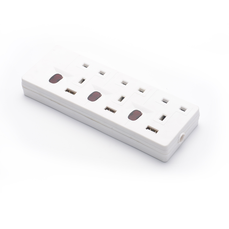 UK 3 Outlet Surge Protection Overload Protection Extension Power Strip