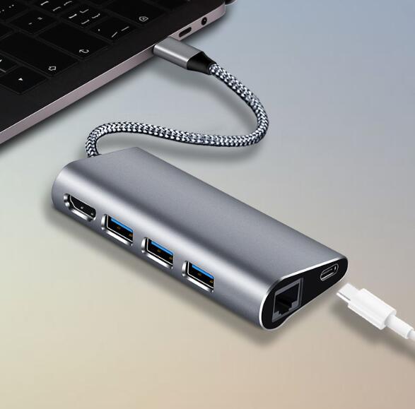 Multi Function 6 in 1 USB 3.0 Mini Adapter Hub Type-C USB3.0 USB-C Adapter Type C Hub