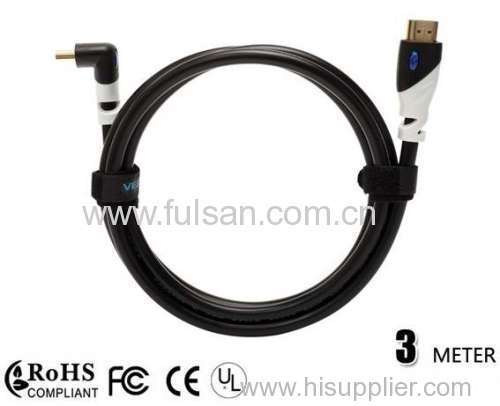 High Speed 3m Right Angle HDMI Cable with Ethernet Gold-Plated