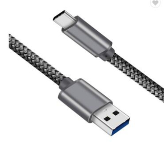 Space Gray Nylon Sleeve Braided Fast Charging Usb 3.1 Type C Cable To Usb A