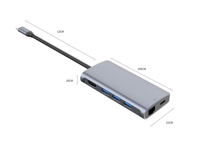 7 in 1 Usb Hub Type C To Hdmi Hd + SD TF Card Reader + RJ45 PD Charging Adapter for MacBook 