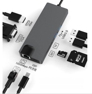 7 in 1 USB HUB with PD 3.0 Charge RJ45 HDMI2.0 7 in 1 type c combo
