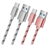  1M 3FT Nylon Braided Cord 2A Metal Charger Data Sync Charging Usb Type C Cable 3.0