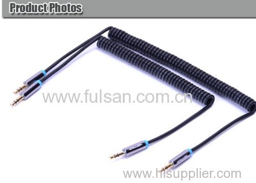 3.5mm Stereo Audio Male to Male Spring Spiral Retractable Cable for MP3, PC