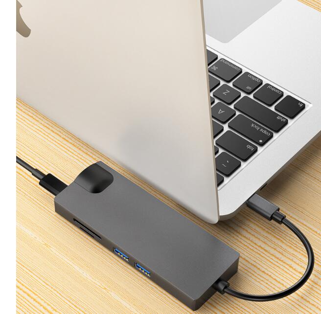 7 in 1 USB HUB with PD 3.0 Charge RJ45 HDMI2.0 7 in 1 type c combo