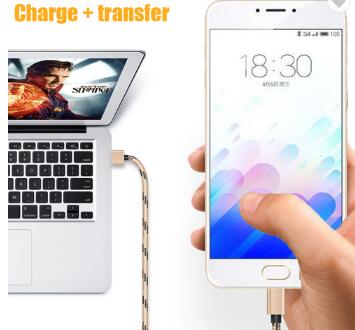  1M 3FT Nylon Braided Cord 2A Metal Charger Data Sync Charging Usb Type C Cable 3.0