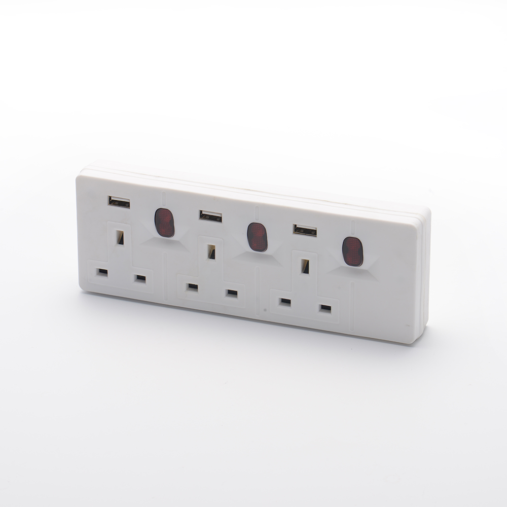 250v 2 Gang Electrical Power Socket 1.5m