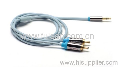 High Quality gold plated 3.5mm male to 2RCA male AV Cable 1m 2m 3m 5m 10m 15m 20m