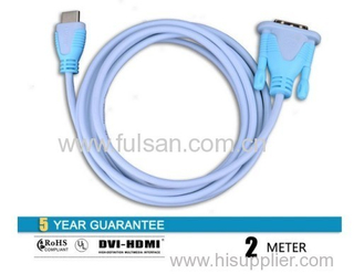 Gold HDMI To DVI Cable 2M For HDTV PC Moitor LCD