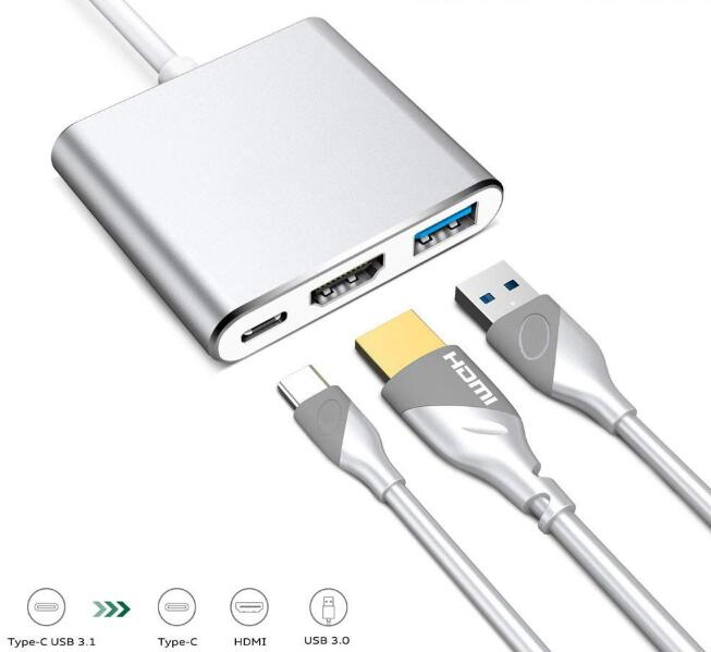 3 in 1 USB hub 3.0 Type C to HDMI multiport adapter converter with PD charging 